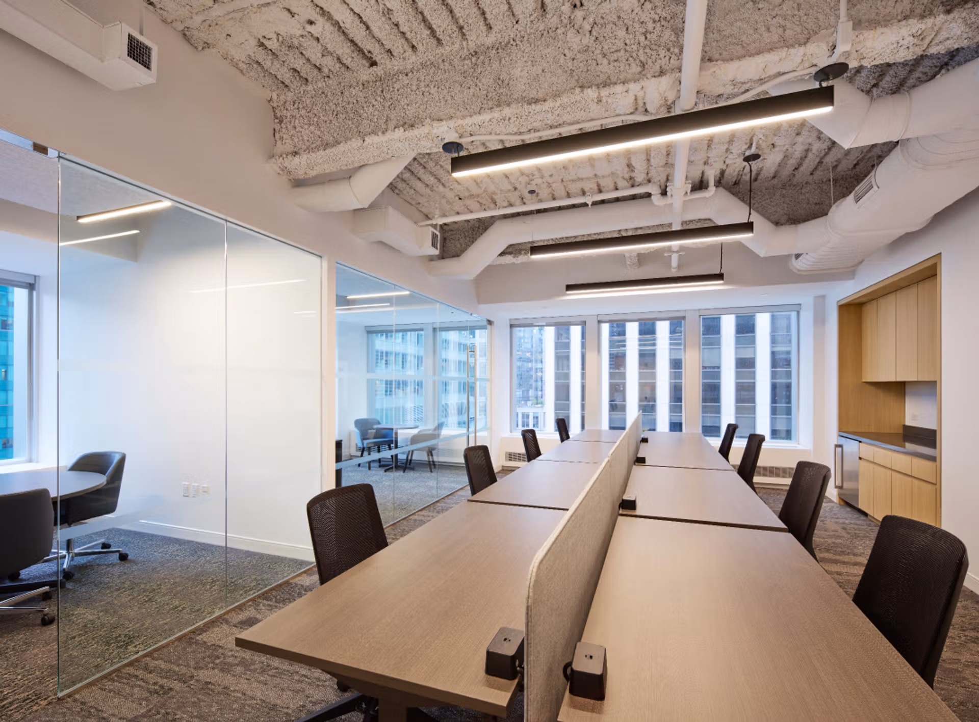 Modern private office interior with a professional desk setup
